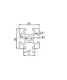 Конструктивен Алуминиев Профил 20х20 MILL FINISH