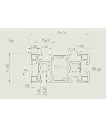 Конструктивен Алуминиев Профил 40х80 MILL FINISH